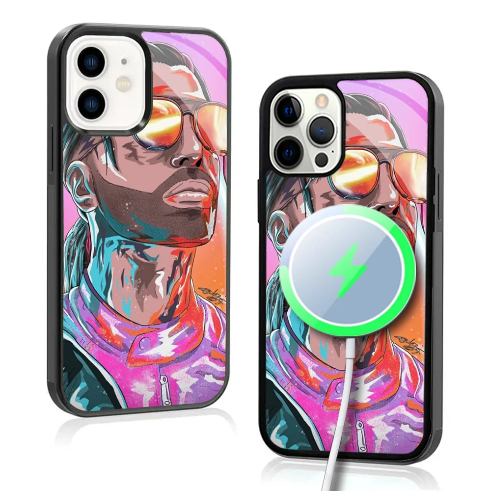 PNL QLF Rapper Black Phone Case For IPhone 16 15 Pro Max 14 Plus 13 12 11 Magesafe Magnetic Wireless Charge Cover