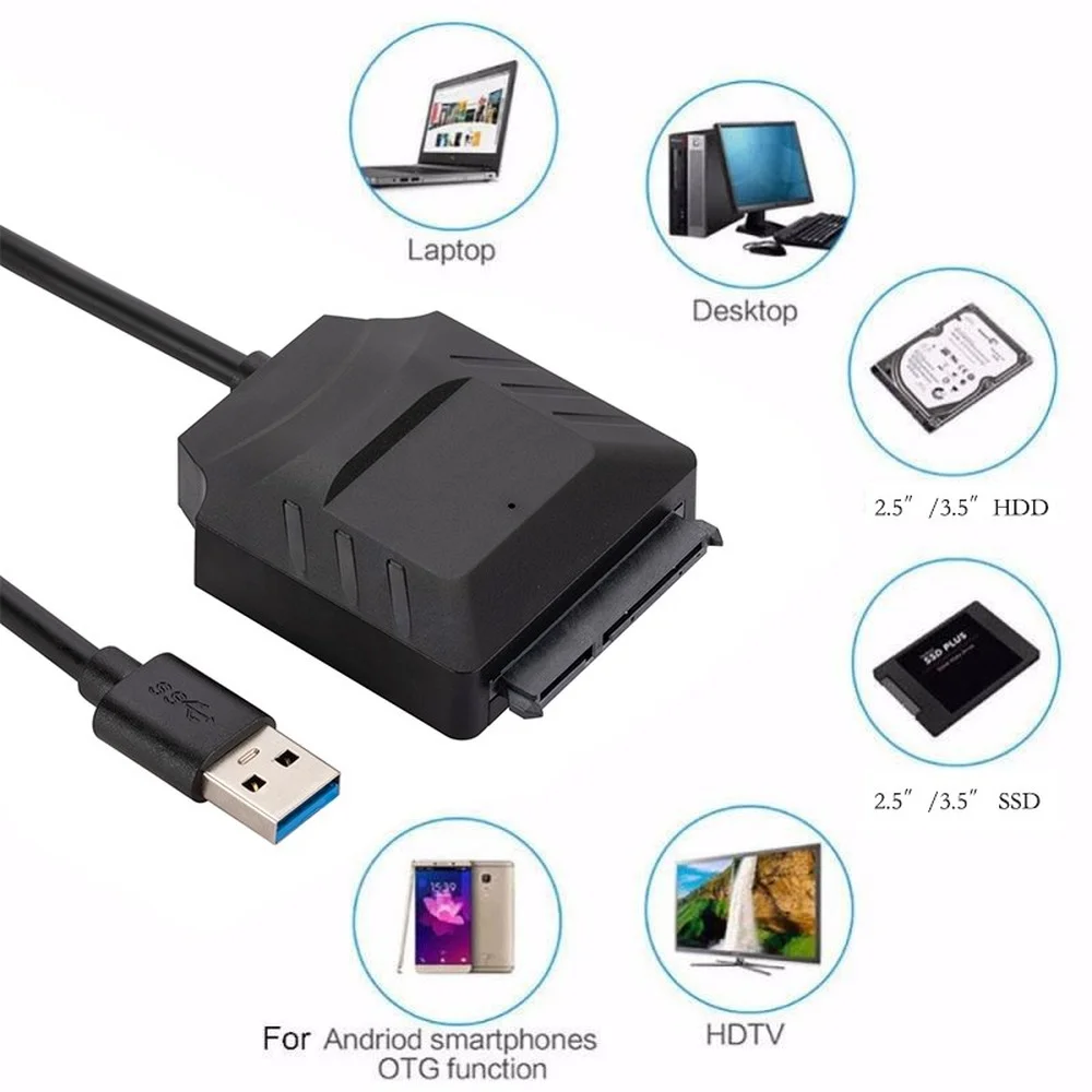 

USB to SATA Cable Sata to USB 3.0 Adapter Cable Support 22Pin 2.5 3.5 inche External HDD SSD Hard Disk Computer Connector