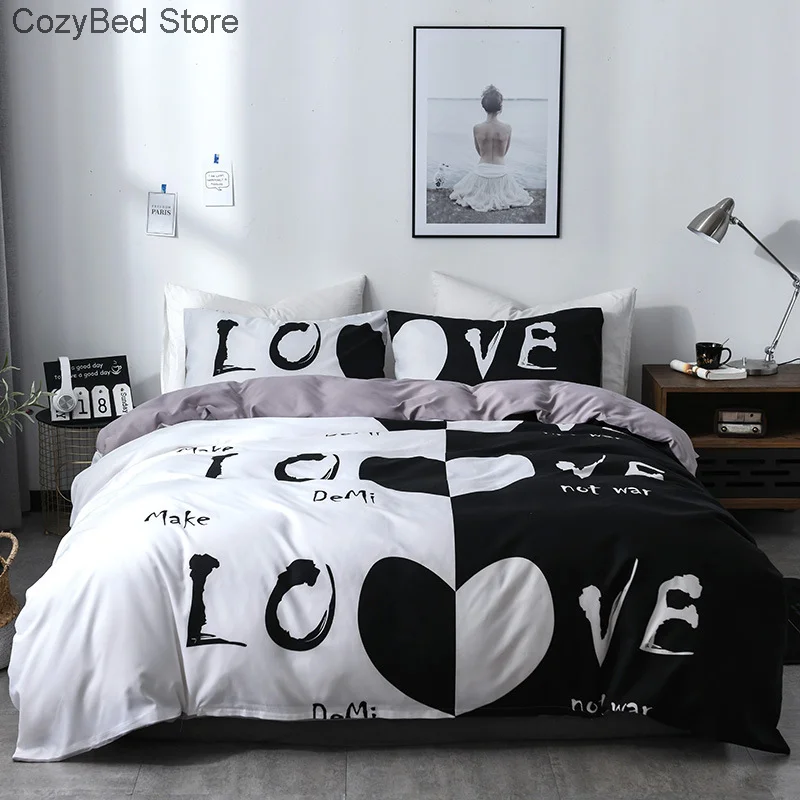 

Fashion Print Sanding Couple Duvet Cover Set Single Double Queen Size Bedding Sets Soft Home Textiles Quilt Covers Bedclothes