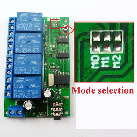 AD22B04 4-канальное реле постоянного тока 12 В MT8870 DTMF, декодер тонального сигнала, релейный модуль дистанционного управления для ПЛК, умного дома с кабелем 3,5 мм