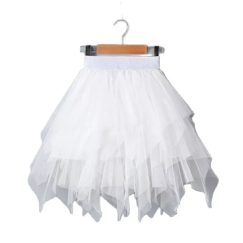 3-12Yrs Gauze Girls Skirts Rainbow Irregular Skirt Children's Clothes Bottomst Girl Tutu Princess Dance Skirt Mother Child Skirt