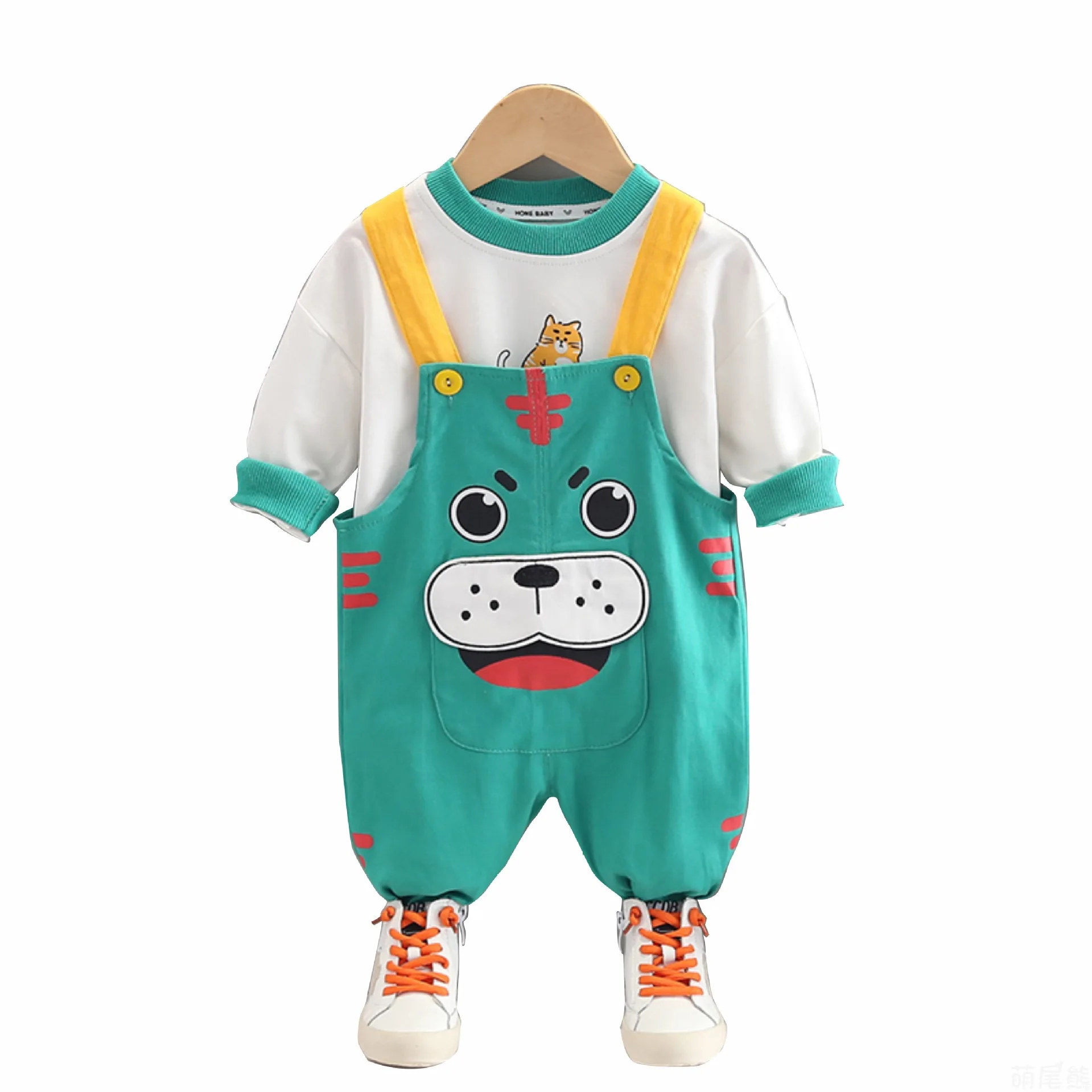 

Boys Cute Clothes Sets Spring Autumn 1 2 3 4 5 Years Children T-shirts Overall Pants 2pcs Tracksuits For Baby Girl Outfits Suit