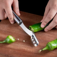 stainless steel chili pepper core remover tiger skin green pepper seeded removers knife kitchen vegetable slicer deseeder tools