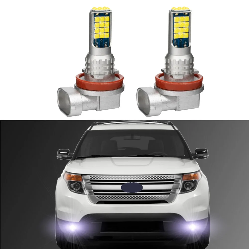 

2Pcs For Ford Explorer 2011 2012 2013 2014 2015 LED Fog Lamp Bulbs Front Fog Light Canbus White