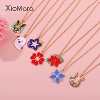 maple leaf pentagram pendant necklaces customized flower plant hollowed chain cute ghost for women men metal wholesale jewelry