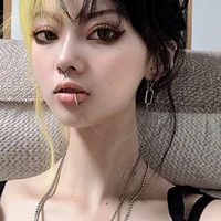 punk gothic stainless steel nose chain lip ring with long chain fake earrings fashion trend pierced ear clips body jewelry gifts