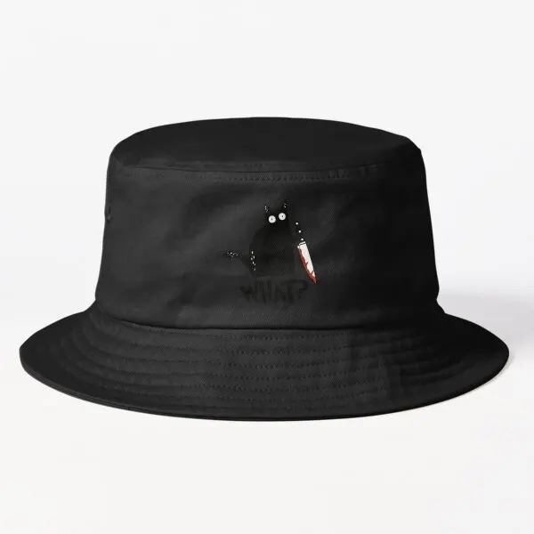 

Cat What Murderous Black Cat With Knife Bucket Hat Caps Women Mens Fashion Summer Black Cheapu Outdoor Sun Hip Hop Fish Boys