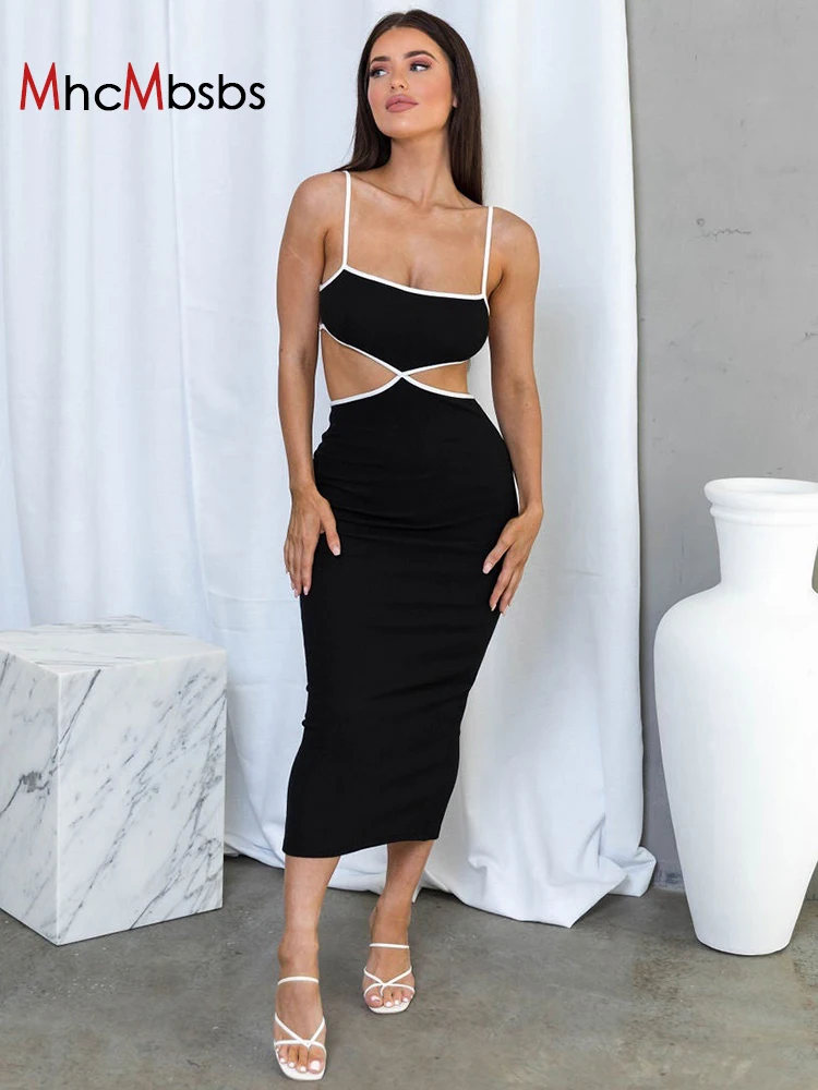 

Женское платье на бретельках, облегающее платье средней длины без рукавов с открытой спиной и разрезом, одежда в готическом стиле Харадзюку...