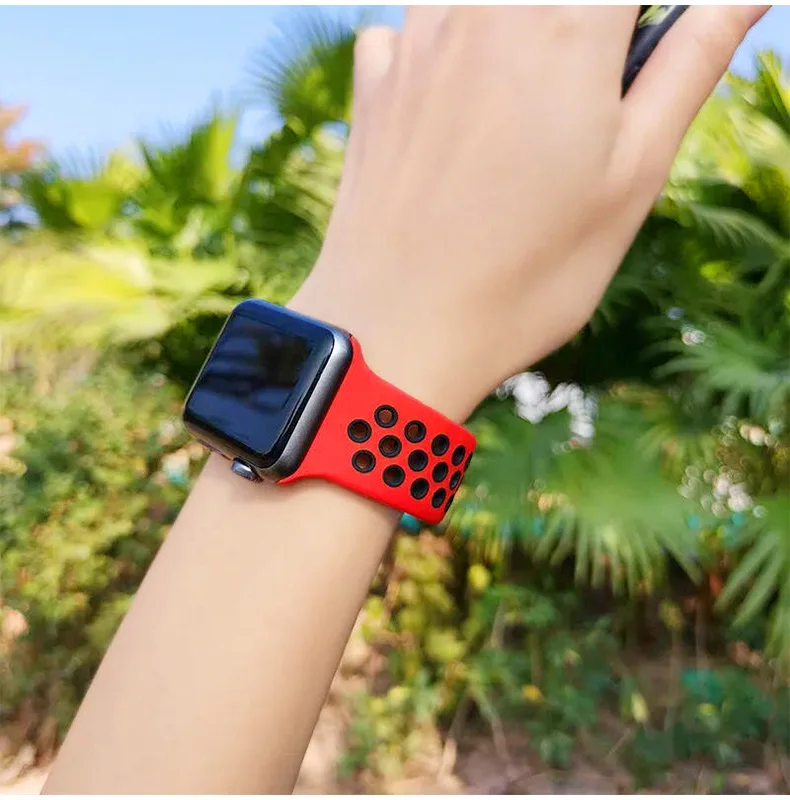 Silicone bracelet suitable for Apple Watch strap, with 45mm 40mm 44mm 41mm 42mm 38mm iWatch series 3 6 SE 7 8 ultra 49mm strap