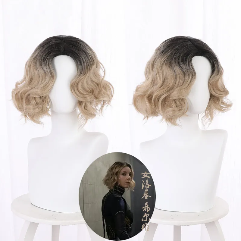 Loki Сезон 1 Sylvie вариант парика для косплея Короткие вьющиеся черные блонд микс