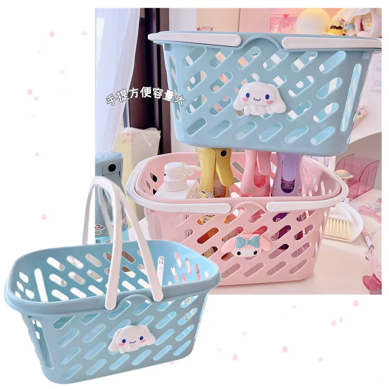

Милая мультяшная портативная корзина для ванной комнаты с аниме Sanrioed My Melody Cinnamoroll Kawaii большой емкости корзина для хранения мелочей