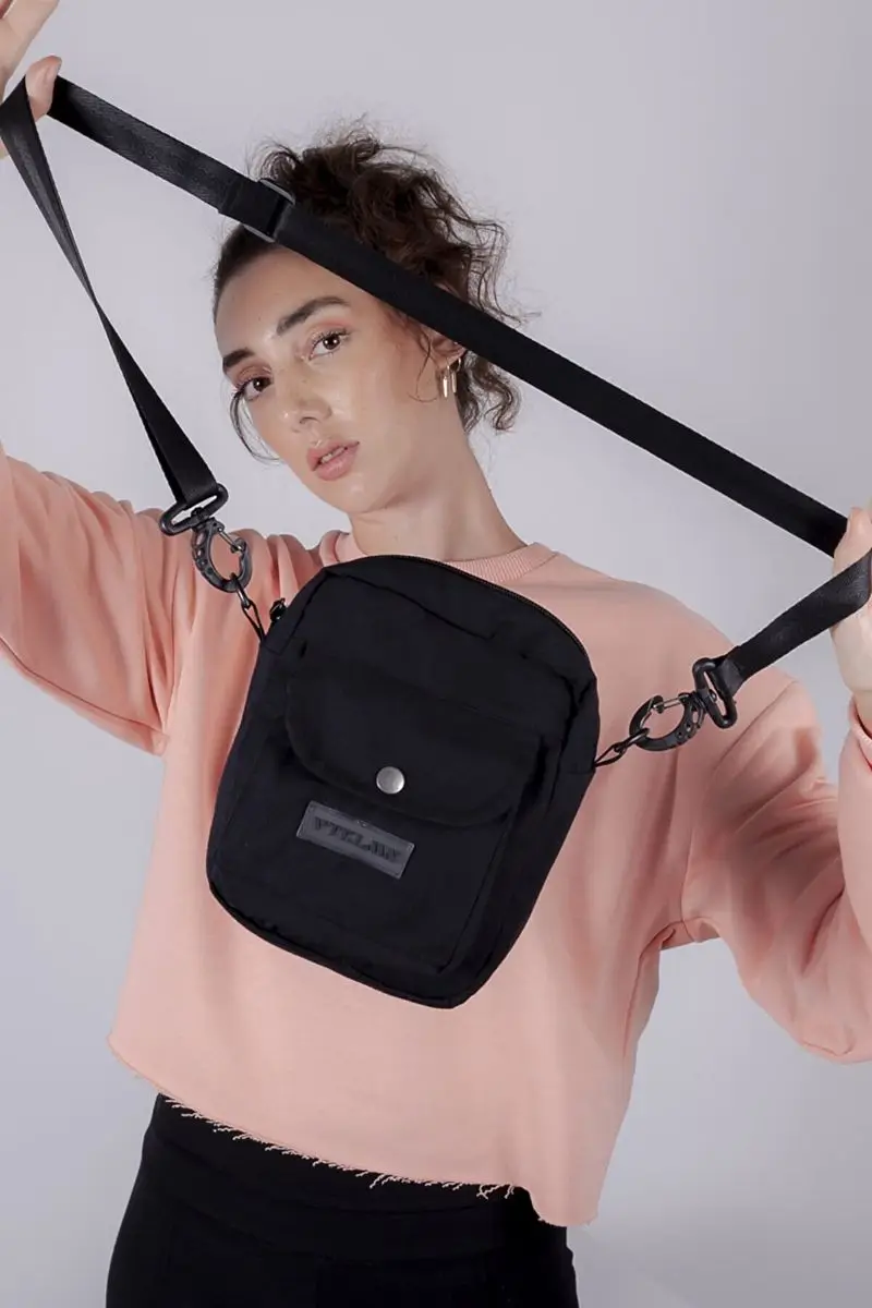 

Сумка через плечо на молнии, нагрудная сумка-мессенджер, черная Дорожная сумка