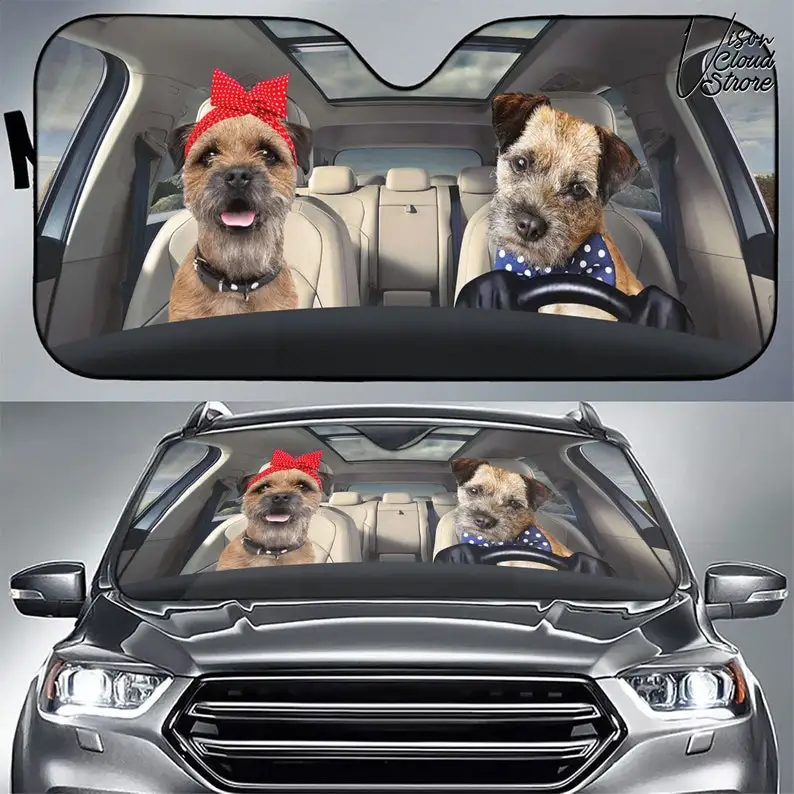 

Border Terrier Personalized Car Sun Shade Camping Car Accessories Gift Decor Custom Car Gift For Him Gift For Dad Gift Accessori