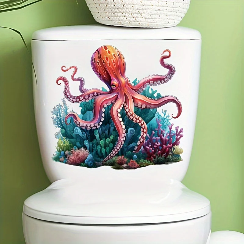 Наклейка на крышку унитаза в форме осьминога для глубоководной воды наклейка