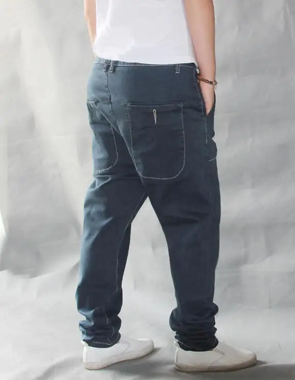 Men Jeans Street Dance Denim Cross-Pants Low Crotch Pant Fat Baggy Jeans Feet Harlan Pants Skateboard Jeans