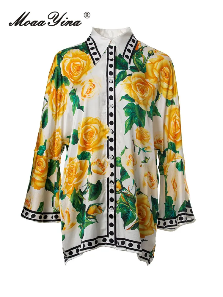 Женский Брючный комплект MoaaYina Летняя туника с цветочным принтом и широкие брюки