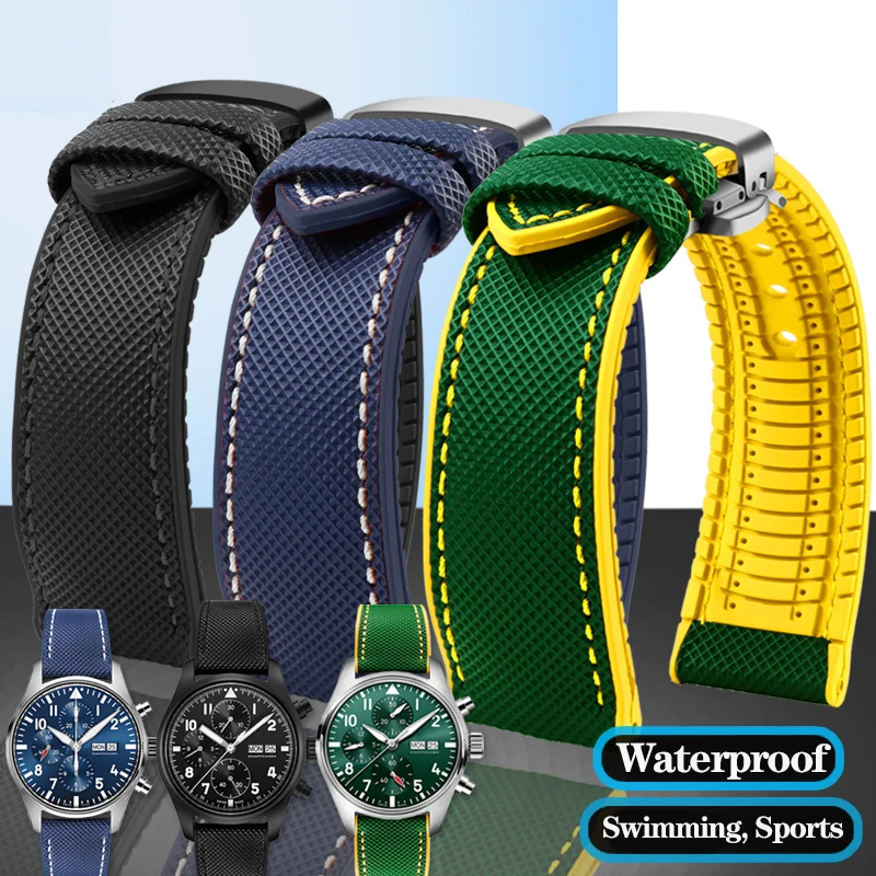 

20mm 21mm 22mm Nylon Silicone Bottom Bracelet For IWC Pilot Omega Seiko PROSPEX Series Rudder Waterproof Rubber Sports Watchband