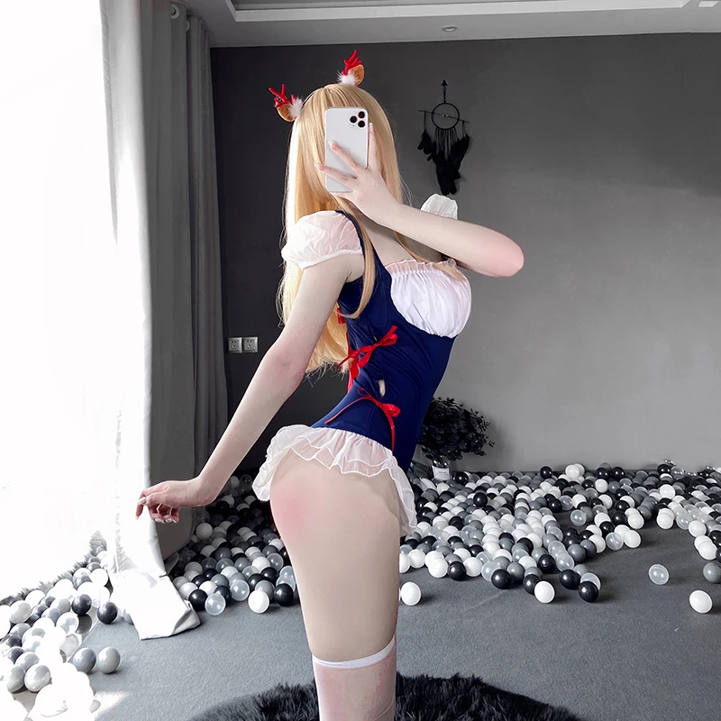 

New Underwear Lace Animation Maid Suit Role Play Black Kawai Lolita French Japanese Cafe Dress