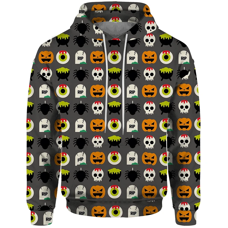 Толстовка с 3D принтом на Хэллоуин тыквенный череп конфетный дизайн пуловер