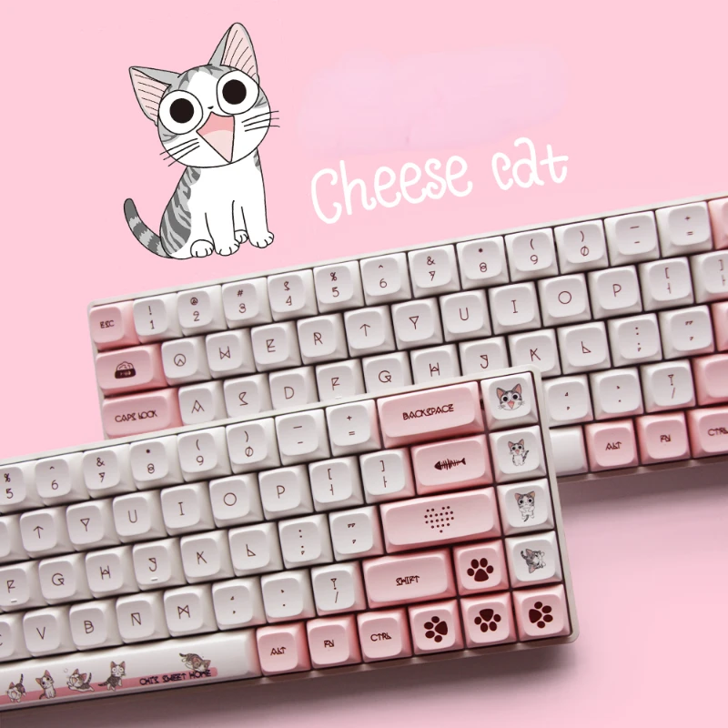 

134 Keys XDA Keycaps Cute Cat PBT Keycap For Gaming Mechanical Keyboard Cherry Mx Switch DYE-SUB Pink Key Caps XDA Profile GK61