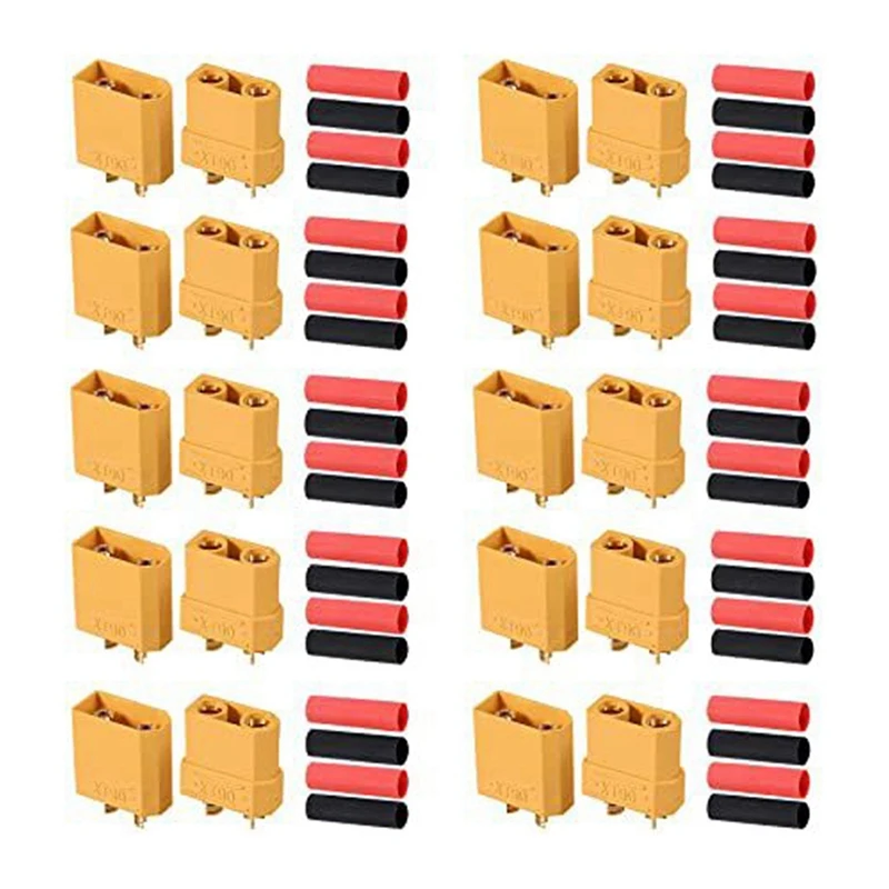 

New 10 Pairs XT90 Female And Male Connectors With Heat Shrinkage For RC Lipo Battery For RC Car / Boat / Lipo Battery