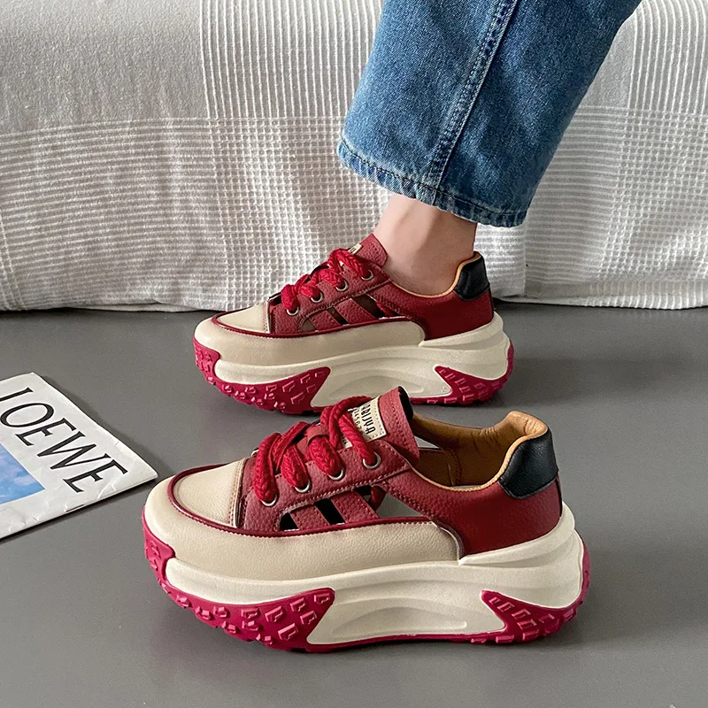 

2023 Summer New Hollow-out Platform Heighten Casual Women's Sports All-Matching high heels sandalias