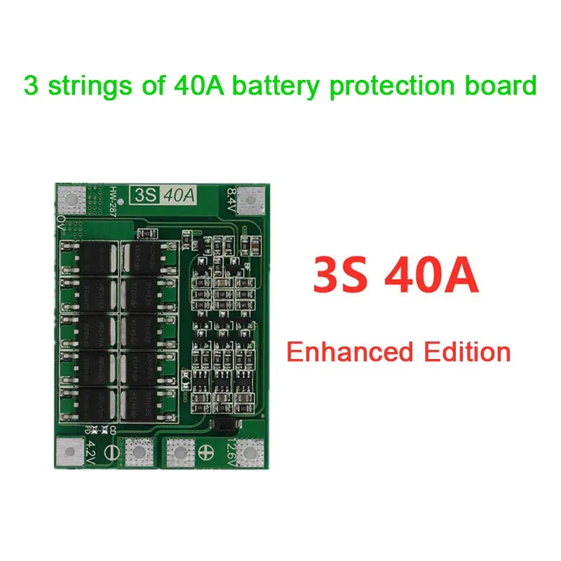 

3S 4S 40A 60A Li-ion Lithium Battery Charger Protection Board 18650 BMS Drill Motor 11.1V 12.6V/14.8V 16.8V Enhance/Balance Ver.