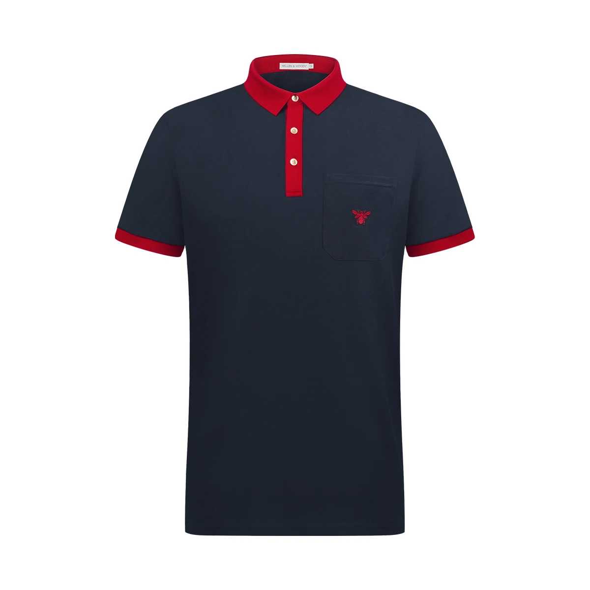 HELLEN&WOODY Printed Sport Bee Pocket Men Polo T-Shirt Summer Short Sleeve Casual Bottoming Shirt Breathable Pure Tops Tees