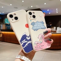 beautiful wave tpu case for iphone 13 12 mini pro max anti fall protective cover soft shell for iphone 78plus xxs xr xs max