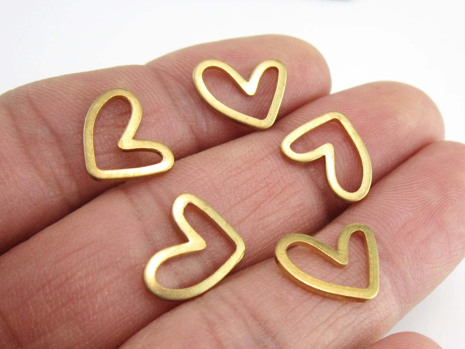 10 шт., латунные серьги-подвески в форме сердца, 13,8x10,7x1 мм