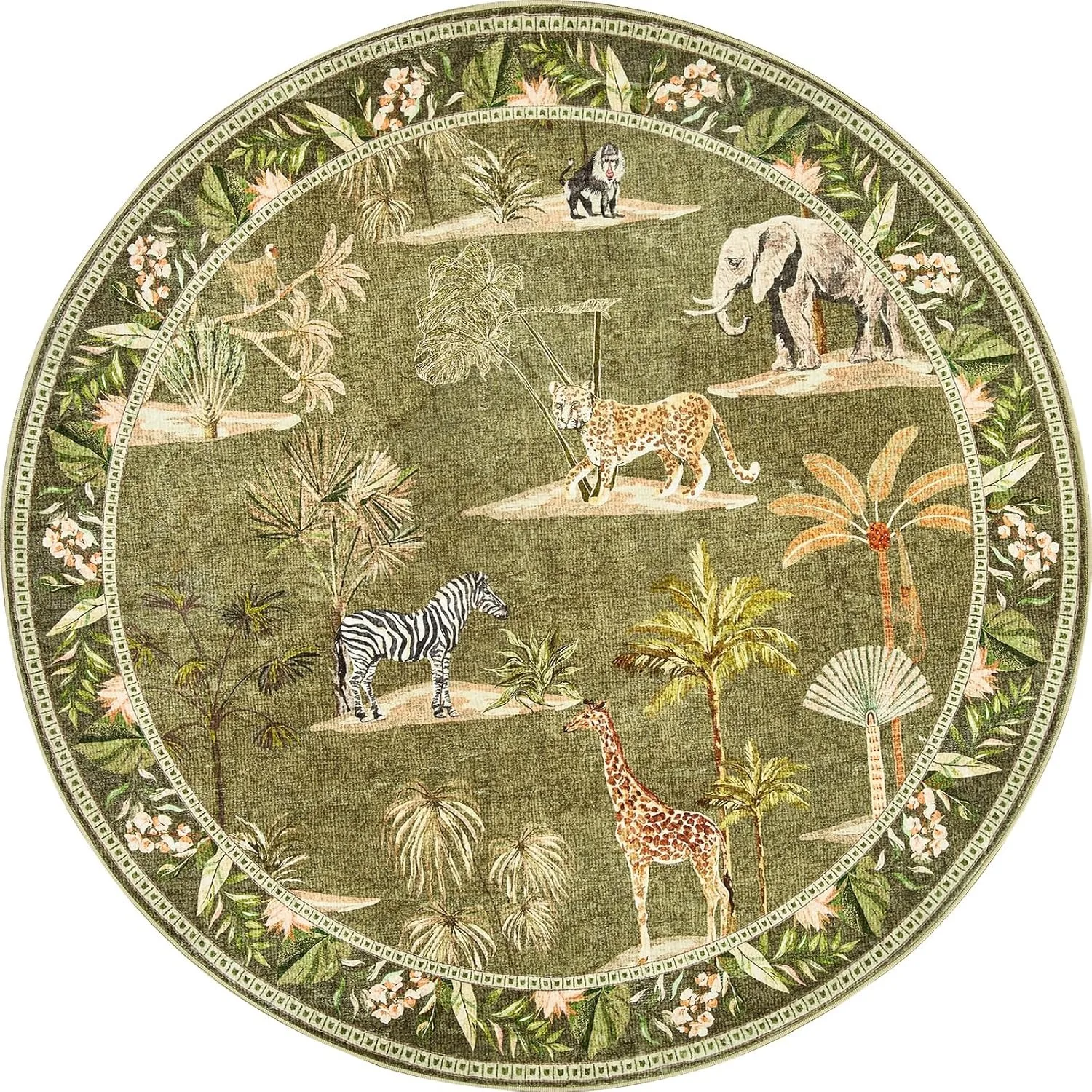 

Зеленый круглый ковёр из полиэстера для гостиной