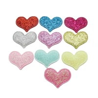 2 5x2cm 30pcslot glitters heart padded appliqued for diy handmade kawaii children hair clip accessories hat shoes