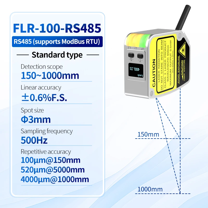 FLR-100-RS485-M OLED дисплей высокой точности 0 01 мм Диапазон измерения 100 ModBus RTU Датчик