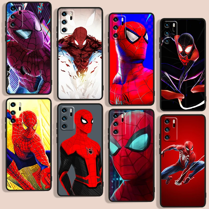 

Cartoon character spiderman Phone Case For Huawei P10 P20 P30 P40 P50 Lite Pro 2019 Plus Lite E Black luxury Silicone Back Soft