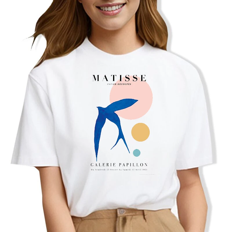 Винтажная футболка с графическим принтом Matisse в стиле Харадзюку повседневный