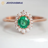jovovasmile moissanite emerald diamond engagement ring 0 5 carat round genuine high quality gemstones 18k 14k gold wedding band