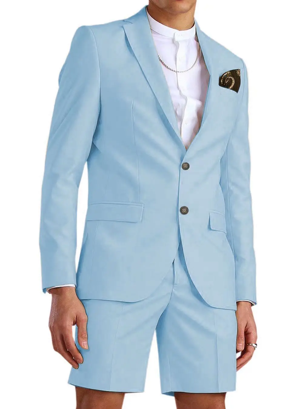 

2PCS Male Blazer Set Jacket With Shorts Single Breasted Notch Lapel Solid Color Men Suits Slim Fit Business Party Wedding Prom