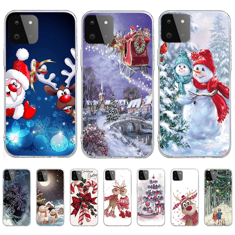 Чехол для Samsung Galaxy A22 4G 5G A 22 Рождественский Прозрачный чехол с оленем GalaxyA22 Snow