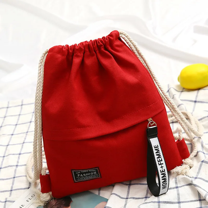 

Casual Backpack Backpack Double Backpack Bag Pc Men School Shoulder 1 Canvas Pocket Women Drawstring Portable Drawstring Travel