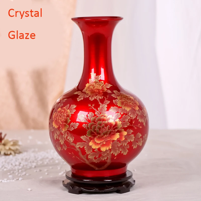 

Старинная китайская керамическая Красная Ваза Цзиндэчжэнь, свадебное украшение, фарфоровая ваза, розетка для цветов, подарок