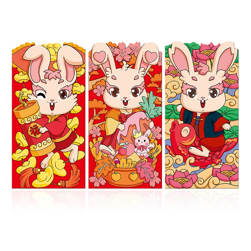 6 шт. свадебные подарочные пакеты 2023 красные конверты с кроликом - купить по