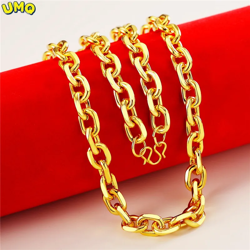 

8 Cm Gold Plated Cross Necklace 55cm Men's Imitation Gold Big O-shaped Necklace Fire Non Discoloration Gold Necklace