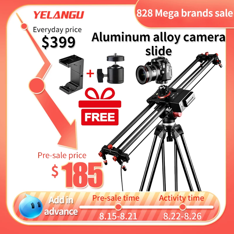 

YELANGU Professional Camera Slider Motozied Video Carbon Fiber Track Rail with Mute Motor Time Lapse Wireless Control Remote