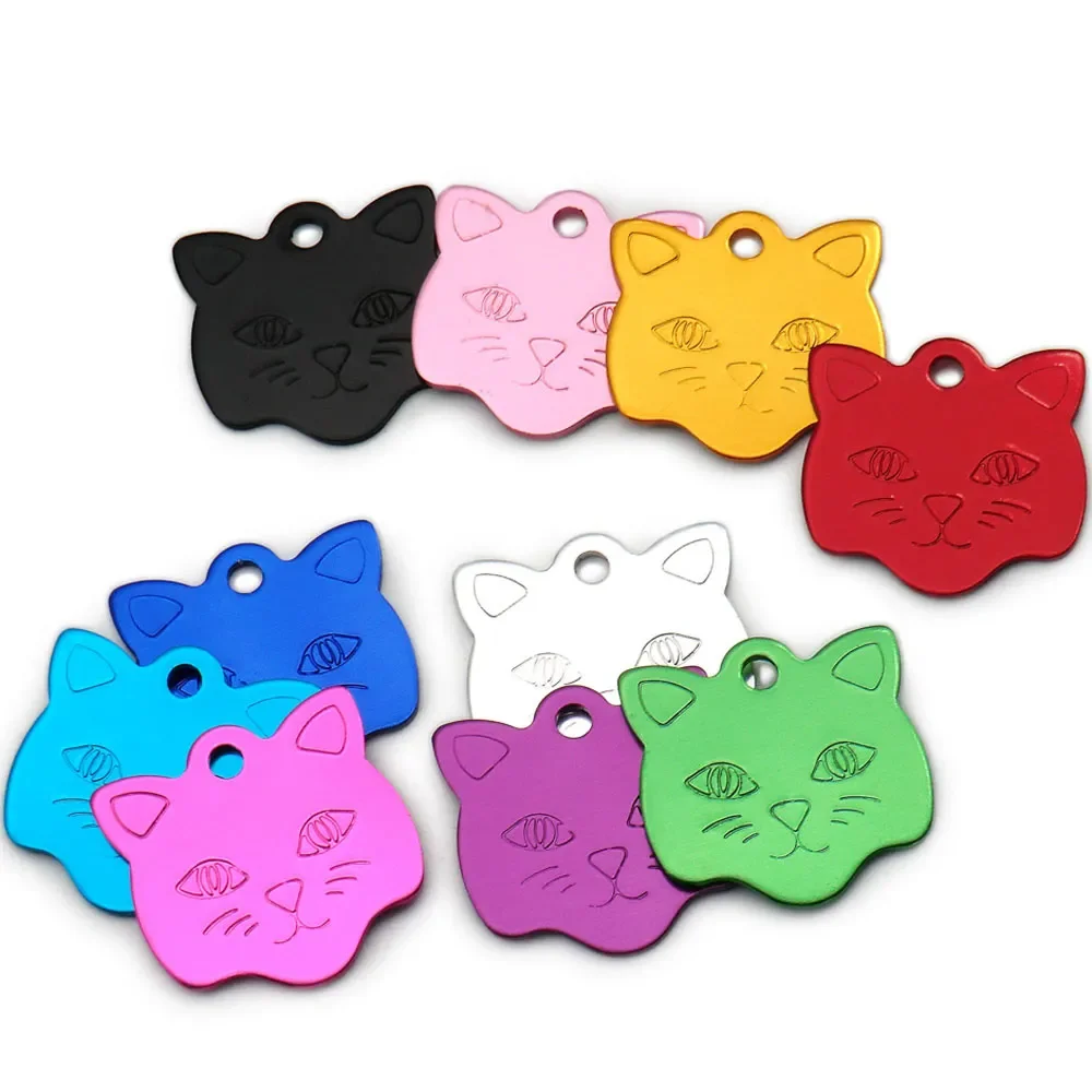 

2023NEW Wholesale 100Pcs Face Name plate ID Tag Aluminum Kitten Anti-lost For Dog Tag Collar Pet Dog ID Tags Engraving