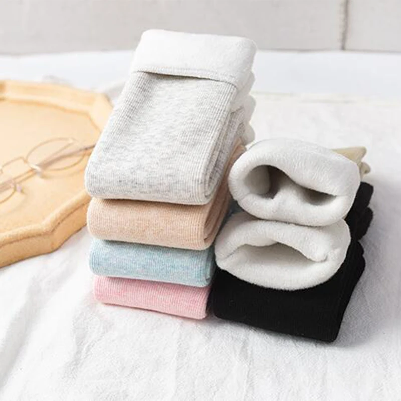 6pcs Women Winter Sock Thicken Thermal Cozy Pilling-resistant Solid Color Pile Floor Socks Cold Weather Plush Boots Tube Socks