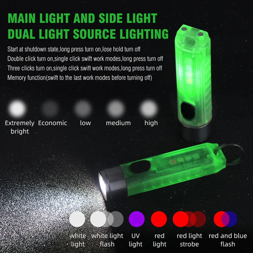 

LED Keychain Light Flashlight Flash Lights USB Rechargeable Waterproof Outdoor Cycling Camping Hunting Mini Pocket Working Light