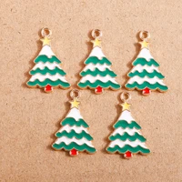 10pcs alloy christmas charms for jewelry making enamel tree charms pendants for diy necklaces earrings crafts accessories