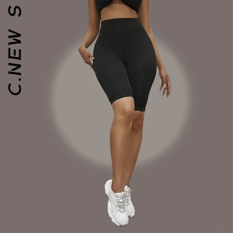 C.New S Thin Sport Shorts Women Fitness High Waist Fashion Biker Shorts  Summer Slim Knee-Length Bottoms Black Cycling Shorts - купить по выгодной  цене | AliExpress