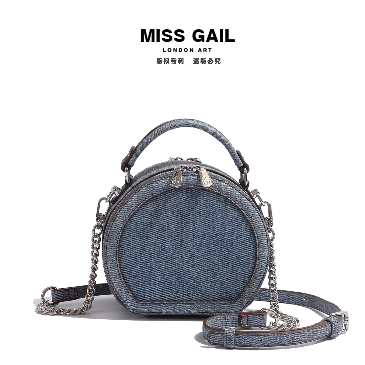 Модная Джинсовая маленькая круглая сумка осень-зима новая Универсальная женская