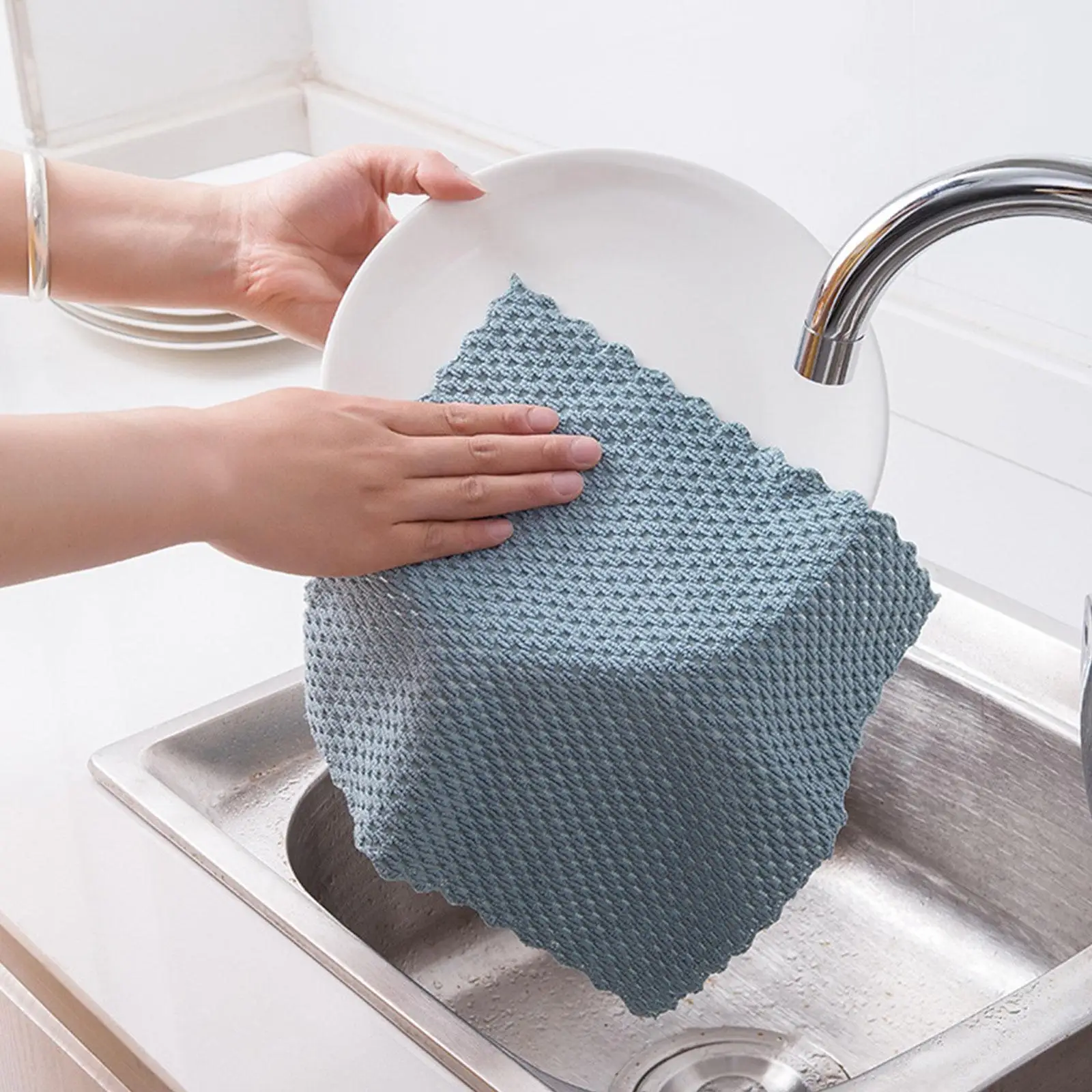 

1Pc Anti-grease Wiping Rags Kitchen Efficient Super Cleaning Microfiber Home Dish Kitchen Absorbent Washing Cloth Towel Cle M2M1